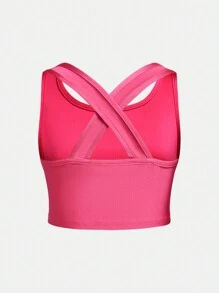 SHEIN Girlism Tween Girls Fitted Casual Criss-Cross Backless Camisole And Shorts 2 Pieces Set