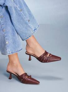 CUCCOO GRLICON Women's Y2K Punk Style High Heel Pumps, Suitable For Motorcycle, Cool Girl, Halloween, Christmas, Party Outfits - Burgundy - View 4