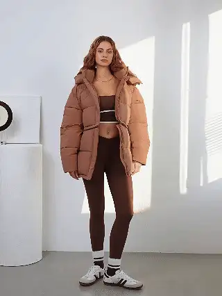 GLOWMODE 防风轻便羽绒保暖夹克日常休闲冬季 - 棕色 - 查看 3