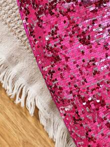 2pcs Set: Young Girl Knitted T-Shirt With Printed Sequins Sequins & Skirt