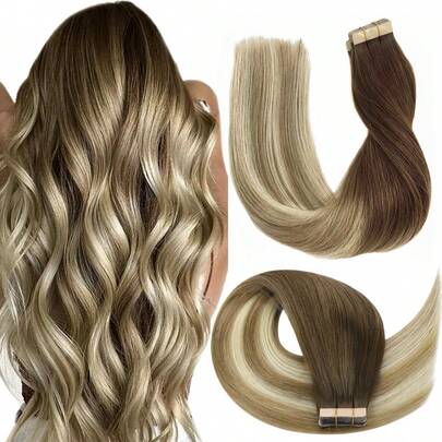 20 件直发接发带 100% 真人雷米真人发 14-24 英寸天然高品质 50 克/包适用于沙龙丝滑无缝隐形 PU 接发带万圣节服装