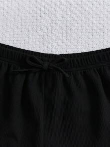 SHEIN Leap Crew Tween Girls 3pcs/6pcs Casual Solid Color Knit Camisole & Shorts Set - Light Grey - View 5