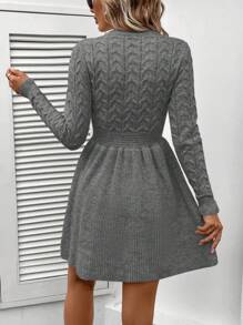 SHEIN LUNE Vestido de punto informal con cordón ajustable en la cintura, para otoño/invierno