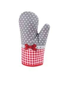 1pc Kitchen Cute Prints Oven Mitts,Baking Gloves,Heat Resistant Glove, Country Style Thick Checked Microwave Oven Glove, Oven Mitts And Potholders, Home Decor,Valentine's Day Decorations