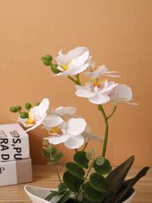 SHEIN 1pc Artificial Potted Flower, Suitable For Bedroom And Living Room Decor Home Decor Back To School School Supplies - White - View 2