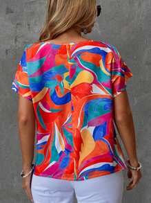 EMERY ROSE Plus Size Casual All-Over Print Summer Shirt Suitable For Going Out