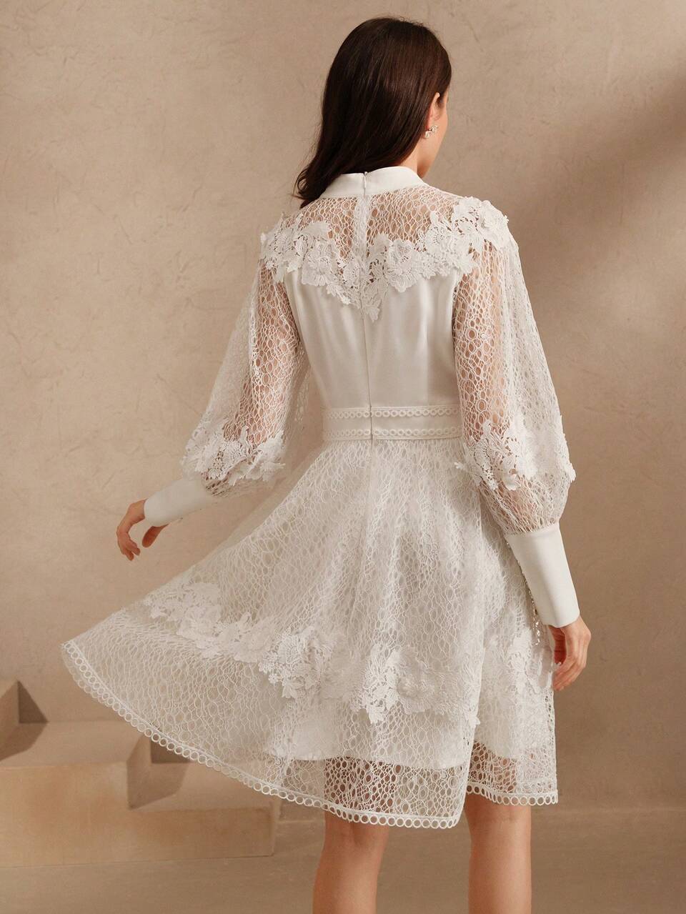 Women Lace Style Long Sleeve Dress, Spring Outfits For Women