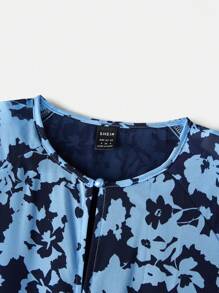 SHEIN 女士花卉印花圆领长袖休闲连衣裙 - 彩色 - 查看 4