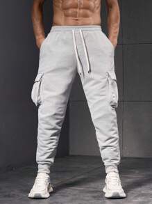 Manfinity Sport PWRUP Pantalon de sport pour hommes à taille élastique et liens aux chevilles, minimaliste et décontracté