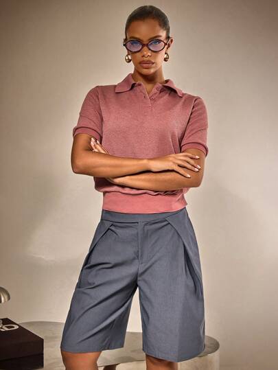 Athîral Women's Casual Solid Color Loose Shorts