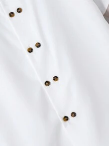 2pcs/Set Kids Tween Boys Casual Conservative Collared Button-Up Short Sleeve Loose Shirt & Woven Shorts Gentlemanly Outfit Set