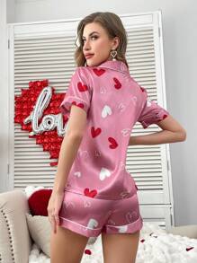 SweetSlumber 心形图案浪漫甜美女士睡衣套装 - 彩色 - 查看 2