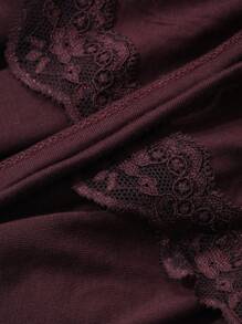 DAZY Knitted Ruffle Lace Panel Sleeveless Casual Dress Loungewear, Moo Moo Pajama - Coffee Brown - View 7