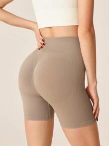 Lifespree Women Solid High Waist Slim Casual Sports Shorts Spandex Short
