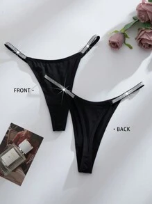 MidnightGlam 7pcs/Set Silver Color Belts And Sexy Women G-String Panties, Multi-Color, Lingerie For Women,Sexy,Valentine's Day,Wedding - Black - View 5