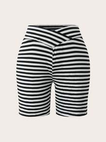 SHEIN LUNE Leggings courts décontractés à encolure en V, tailles plus, en plusieurs couleurs. Style bohème vintage - Multicolore - Voir 8