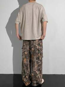 SHEIN Leap Crew 2pcs Set Teen Boys Casual Short Sleeve Top & Cargo Pants, Street Punk Rock School Outfit, Suitable For Spring & Summer, Party, Music Festival, English Letter & Camouflage Print - Multicolor - View 2