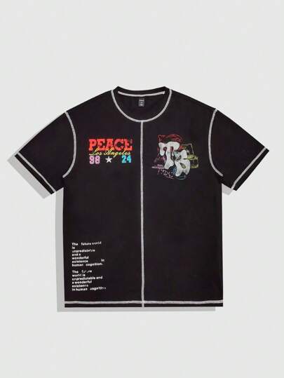 Prep Men's Round Neck Short Sleeve Letter Print Casual T-Shirt