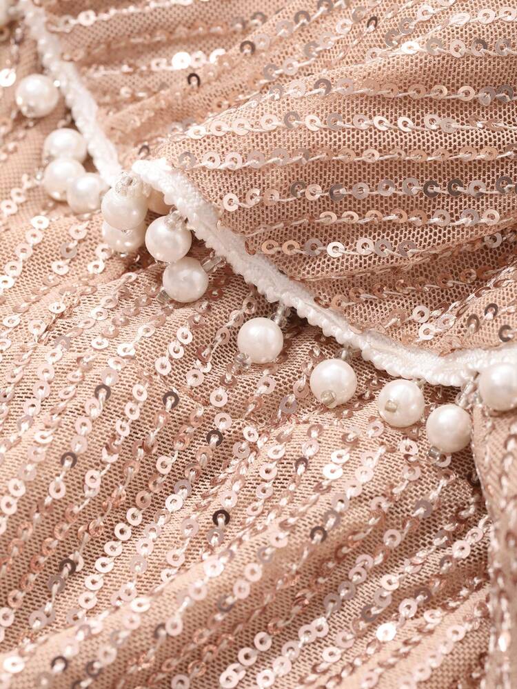 Sequin Square Neck Ruffle Sleeve Mid-Length Dress For Women Prom Dress Sundress,Formal Women Dresses Luxury Elegant Women Dresses Sparkly Dress Maxi Dress