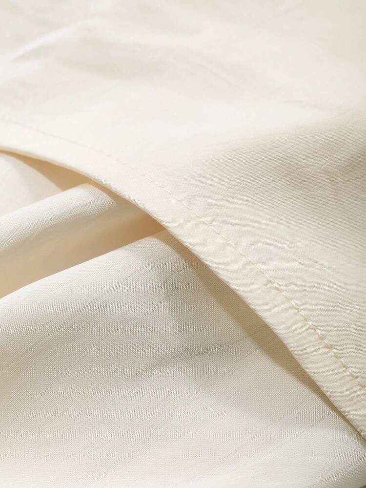 2pcs/Set Solid Color Halter Neck Top And Skirt Set For Women