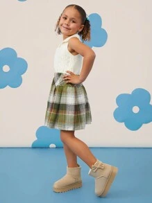 Mini mi Toddler Beige Thick-Sole Snow Boots - Cute & Comfortable Design, Filled With Holiday Cheer