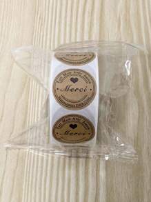 SHEIN 500Pcs/Roll Thank You Paper Gift Wrapping Stickers Packaging Self Adhesive Label,Christmas - Multicolor - View 3