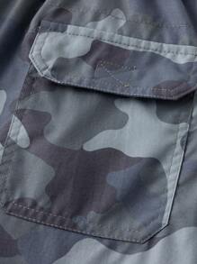 Manfinity EMRG Men's Military Camo Drawstring Waist Straight Leg Cargo Pants