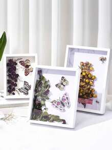 SHEIN 1pc Diy镂空干花相框无任何配件展示架永生花保鲜花立体手工相框纸巾盒玫瑰花壁挂装饰 - 彩色 - 查看 3