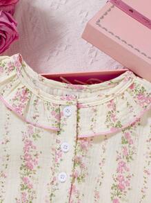 Girls Floral Print Casual Elegant Long Sleeve Nightgown Loungewear Kids Spring Dresses Spring Kids Dresses Spring Dresses For Girls Spring Dresses For Young Girls Girls Clothes Young Girls Dresses