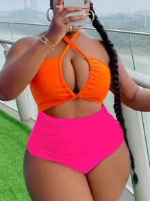 SHEIN Slayr CURVE Đồ bơi một mảnh cỡ lớn mùa hè, phong cách tối giản thường ngày để mặc hàng ngày - Nhiều màu - Xem 5