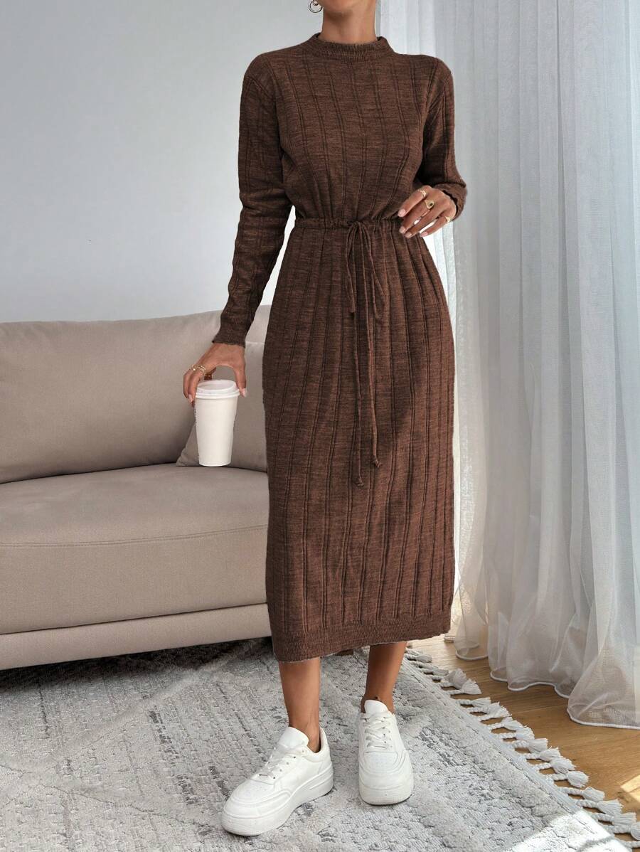 SHEIN Cottnline Knitwear Maxi Dress With Cord Detail On Waist