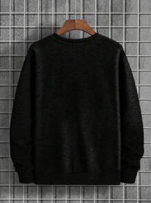 RueChic Cotton Men Solid Thermal Lined Sweatshirt - Black - View 2
