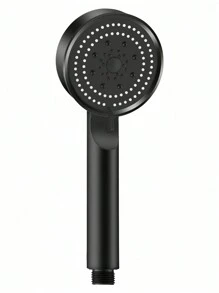 1Pc 90mm Diameter Black Plastic Shower Booster Shower Head, 5-Level Adjustable Multi-Functional High Water Pressure Shower Head, Bathroom Accessories, Suitable For Bathrooms, Kitchens, Toilets, And Home Decoration - Black - View 3