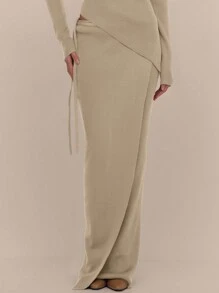 MUSERA 侧系带针织长裙，优雅春假可爱性感90年代毕业典礼婚礼宾客假日秋季夜晚外出秋冬日常时尚毛衣