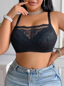 Seduluxe 大码双层抹胸文胸，带钢圈和薄衬里 - 黑色 - 查看 5