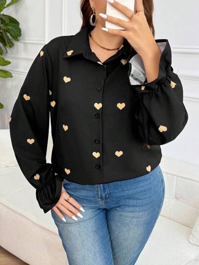 SHEIN Frenchy 女士大码白色休闲衬衫，简约风格，适合日常穿着