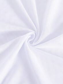 SHEIN Swim Bộ 2 trang phục đi biển, áo sơ mi dài tay cài nút màu trơn và bộ váy dài - trắng - Xem 6