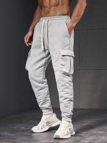 Manfinity Sport PWRUP Pantalon de sport pour hommes à taille élastique et liens aux chevilles, minimaliste et décontracté