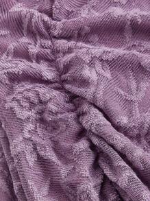 SHEIN MOD 宽肩带褶皱侧边不对称下摆植绒面料紫色连衣裙 - 紫色 - 查看 4