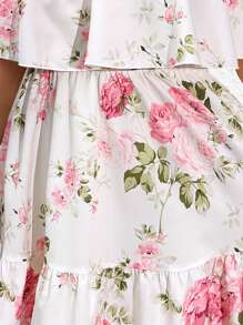 SHEIN VCAY 大码波西米亚风花卉印花露肩休闲连衣裙，简约时尚，适合夏季日常穿着