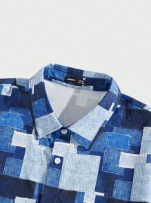 EASEVO Plus Size Men Loose Woven Shirt And Shorts Set