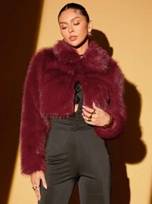 Lumalex Áo khoác nữ tay dài ngắn màu trơn, bồng bềnh, thích hợp cho mùa thu đông, Lễ Tạ ơn, Lễ hội âm nhạc, Tiệc tùng, Dạ hội, Đêm giao thừa, Buổi hòa nhạc, Tiệc tùng. - Màu Đỏ Sâu - Xem 7