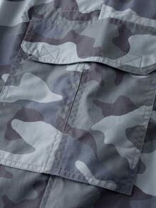 Manfinity EMRG Men's Military Camo Drawstring Waist Straight Leg Cargo Pants