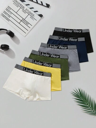 6pcs Letter Pattern Underwear Briefs For Teens