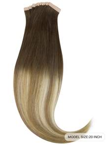 20 PIEZAS Extensiones de cabello humano pegadas con cinta recta 100% cabello humano Remy real de 14-24 pulgadas Calidad natural alta 50G/Paquete para salón Sedoso sin costuras, invisible, extensiones de cabello con cinta PU