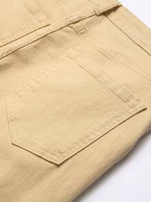 Manfinity Roughcore Men's Casual Letter Embroidered Distressed Denim Jeans - Apricot - View 5