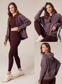 GLOWMODE 羊毛舒适柔软保暖连帽运动衫套头衫带侧袋拇指孔日常休闲全冬