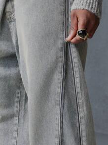 SUMWON 宽松阔腿牛仔裤经典休闲工作服休闲舒适四季日常街头风格都市时尚宽松裤 - 藍色 - 查看 7