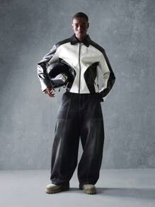 SUMWON Premium Wide Leg Cowboy Skater Jeans, Y2K Baggy Relaxed Fit Streetwear Urban Fashion Denim Pants, Classic Casual Fall Winter Bottoms - Black - View 8