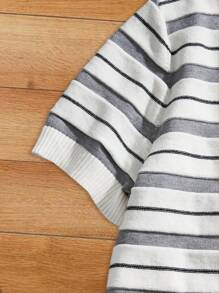 Manfinity VCAY Men's Striped Round Neck Short Sleeve Casual Knit Top, Suitable For Autumn